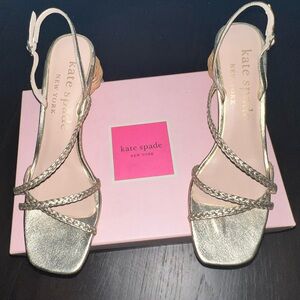 Kate Spate Heeled Sandals - Gold - Size 9.5